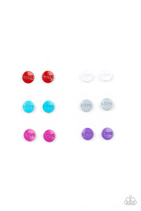 Starlet Shimmer Flat Discs "Love" Earrings