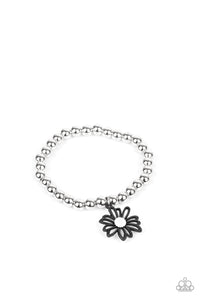 Starlet Shimmer Bracelet  - Silver Bead w/ Flowers