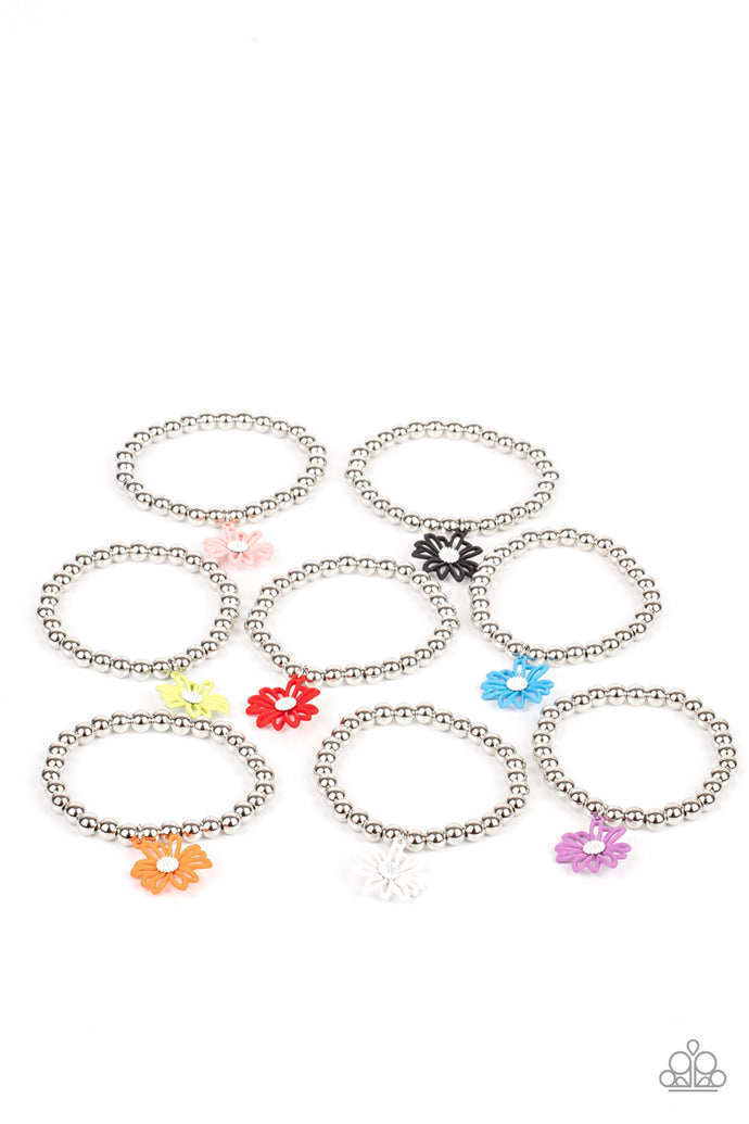 Starlet Shimmer Bracelet  - Silver Bead w/ Flowers